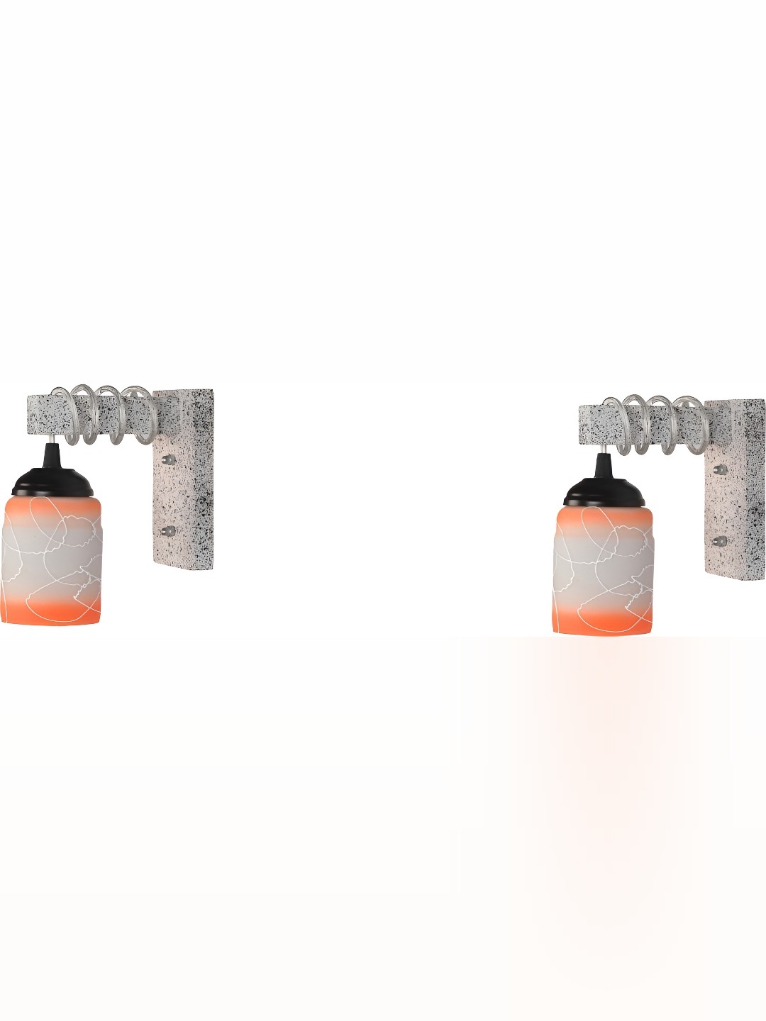 

1ST TIME White & Orange Printed Glass Traditional Rectangle Shaped Wall Lamp