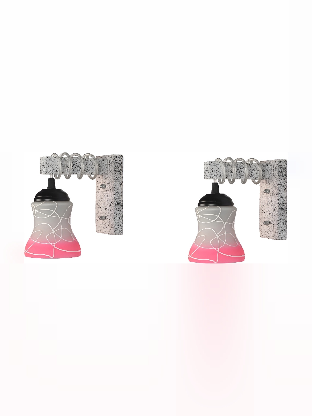 

1ST TIME Pink & White Printed Glass Traditional Wall Lamp
