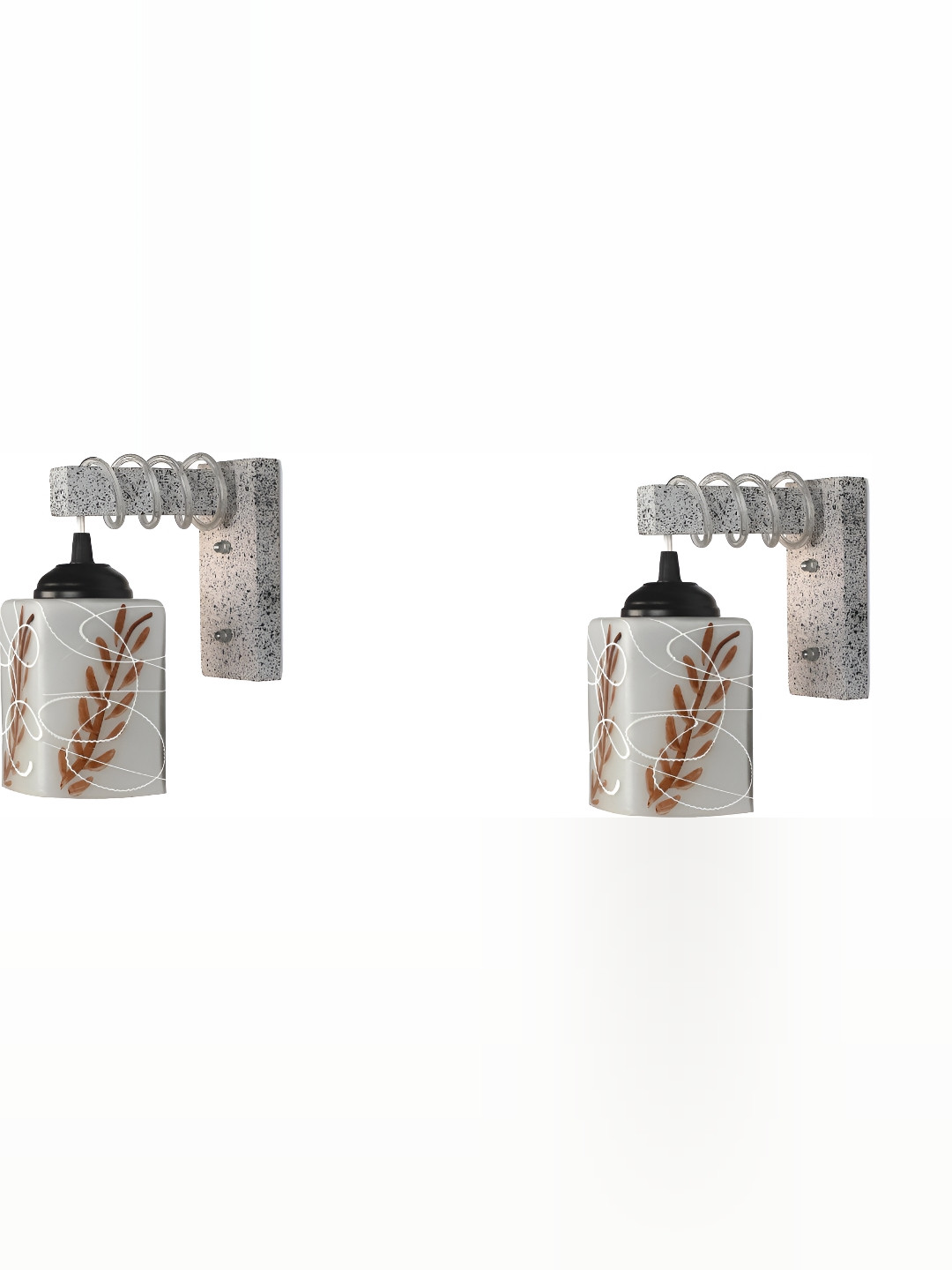 

1ST TIME 2-Pcs White & Brown Printed Wall Lamp