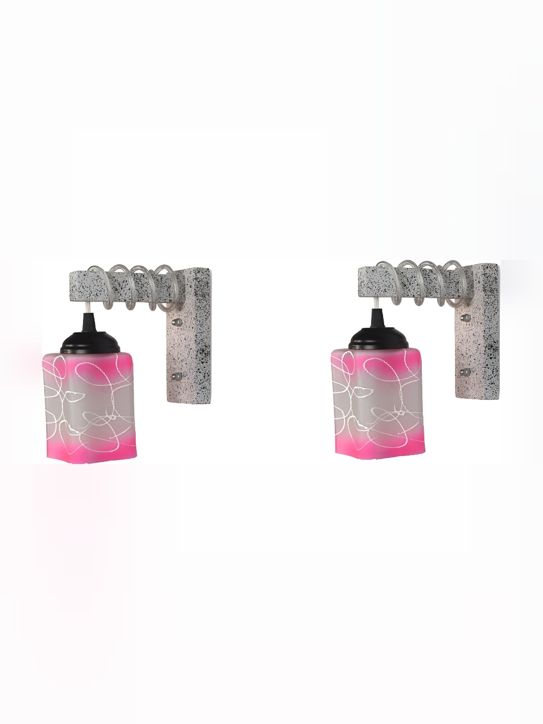 

1ST TIME Pink & Grey Printed Glass Traditional Rectangle Shaped Wall Lamp