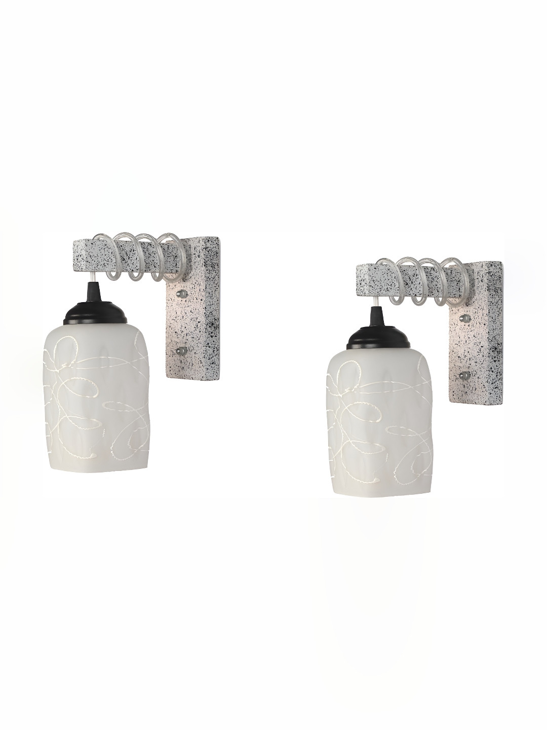 

1ST TIME White & Black Printed Glass Traditional Rectangle Shaped Wall Lamp