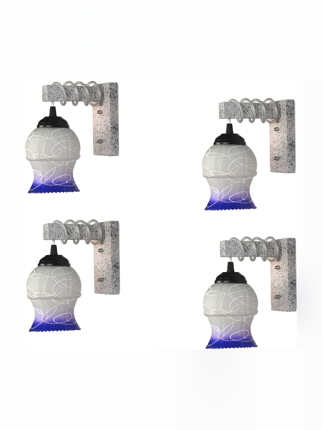 

1ST TIME White & Blue Printed Glass Traditional Wall Lamp
