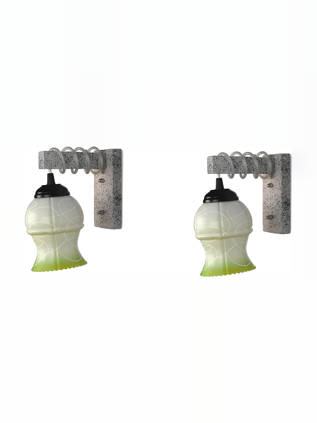 

1ST TIME White & Green Printed Glass Traditional Wall Lamp
