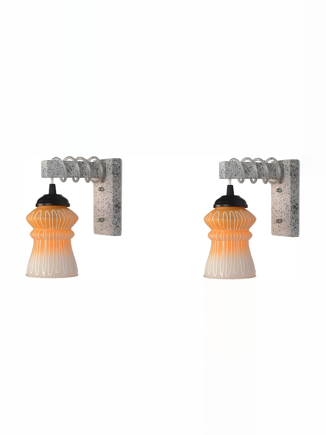 

1ST TIME Orange & Off White Textured Glass Traditional Wall Lamp
