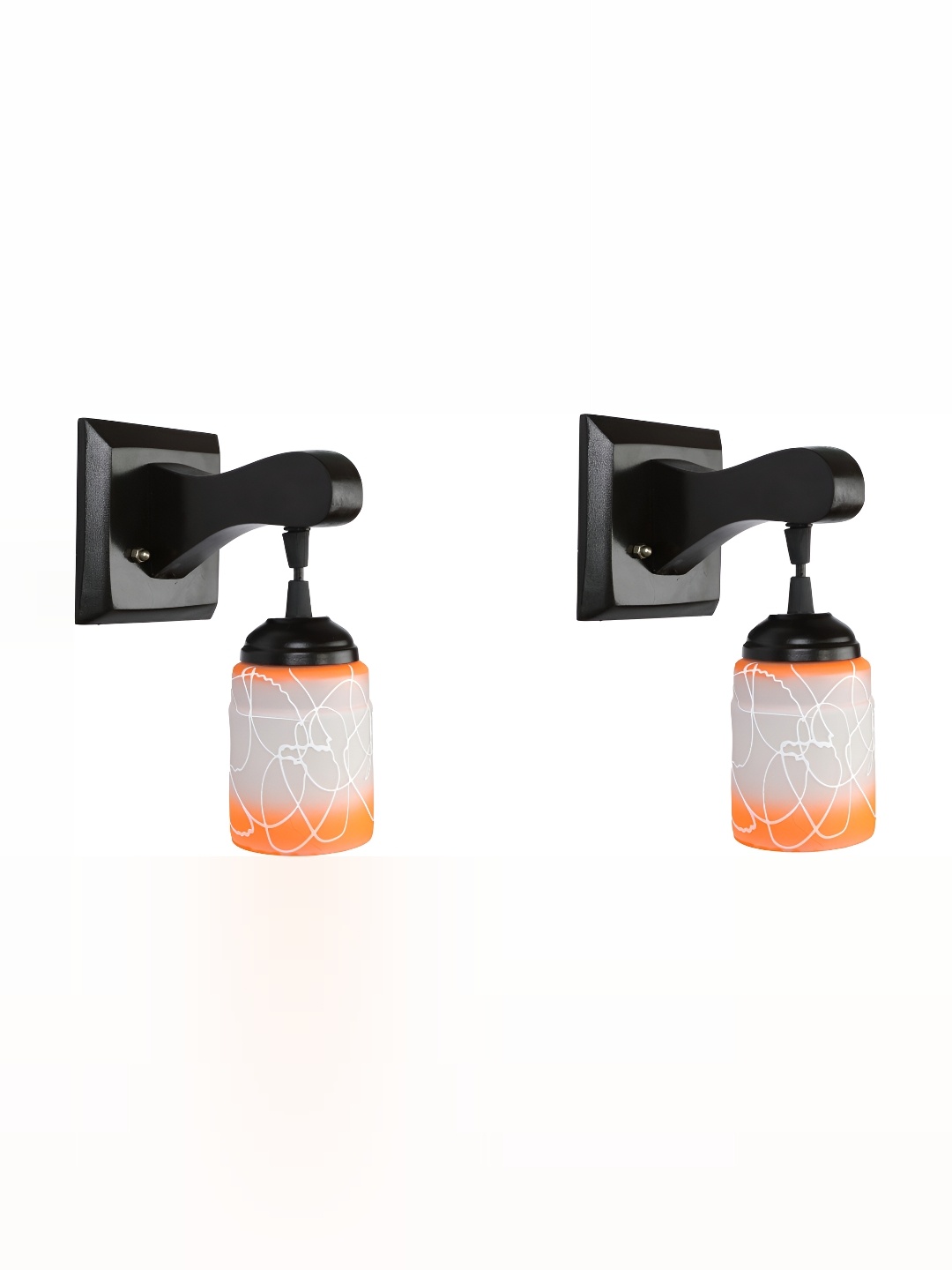 

1ST TIME Orange & White Printed Glass Traditional Cylinder Shaped Wall Lamp