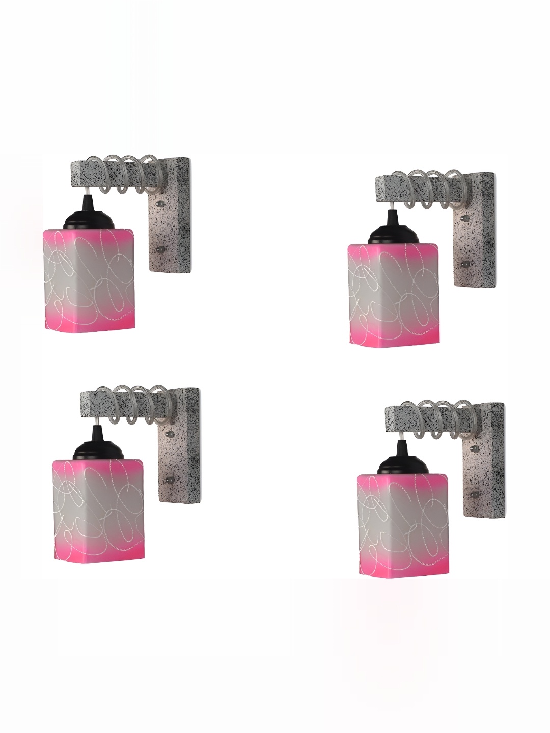 

1ST TIME Pink & Grey Textured Glass Traditional Rectangle Shaped Wall Lamp