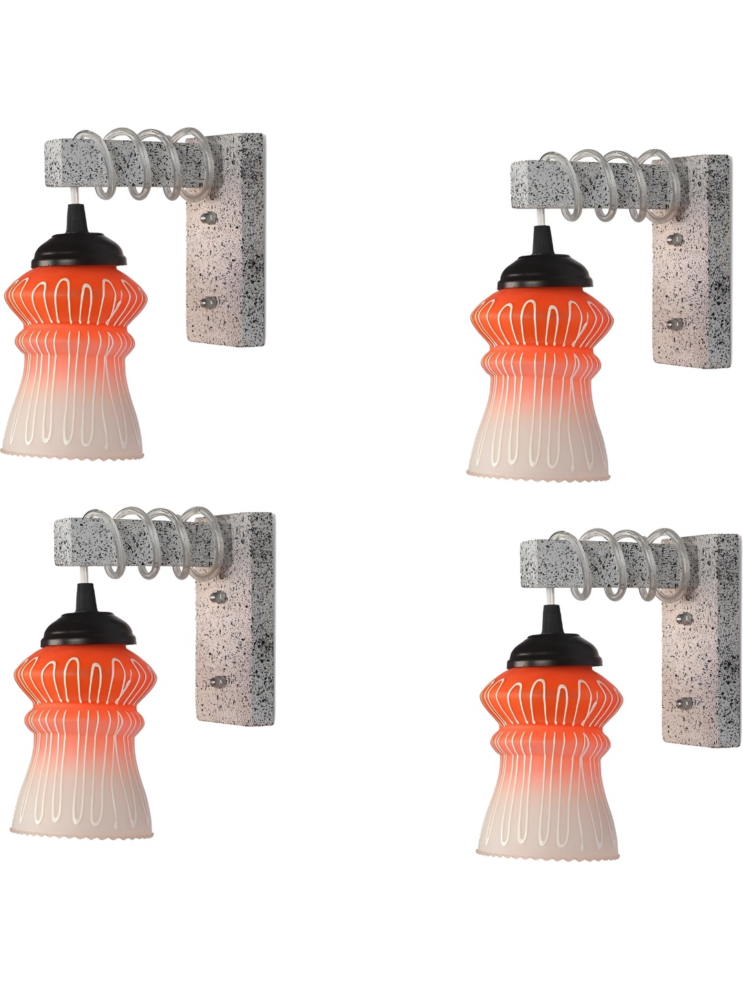 

1ST TIME Orange & White Printed Glass Traditional Wall Lamp