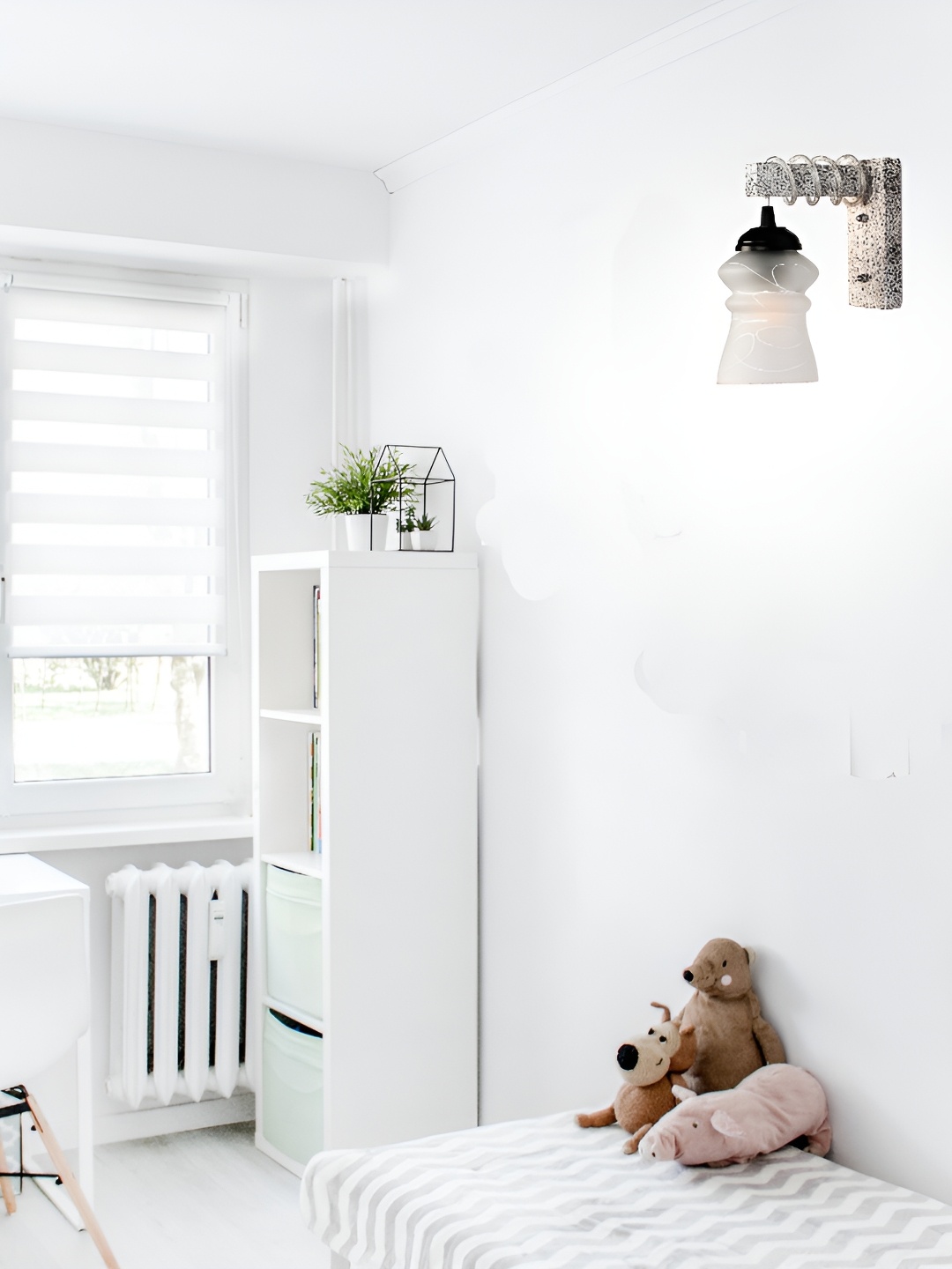 

1ST TIME White Textured Glass Traditional Frustum Shaped Wall Lamp