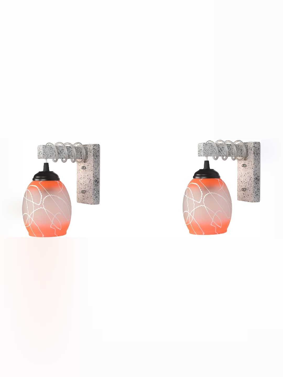 

1ST TIME Orange & White Printed Glass Traditional Wall Lamp