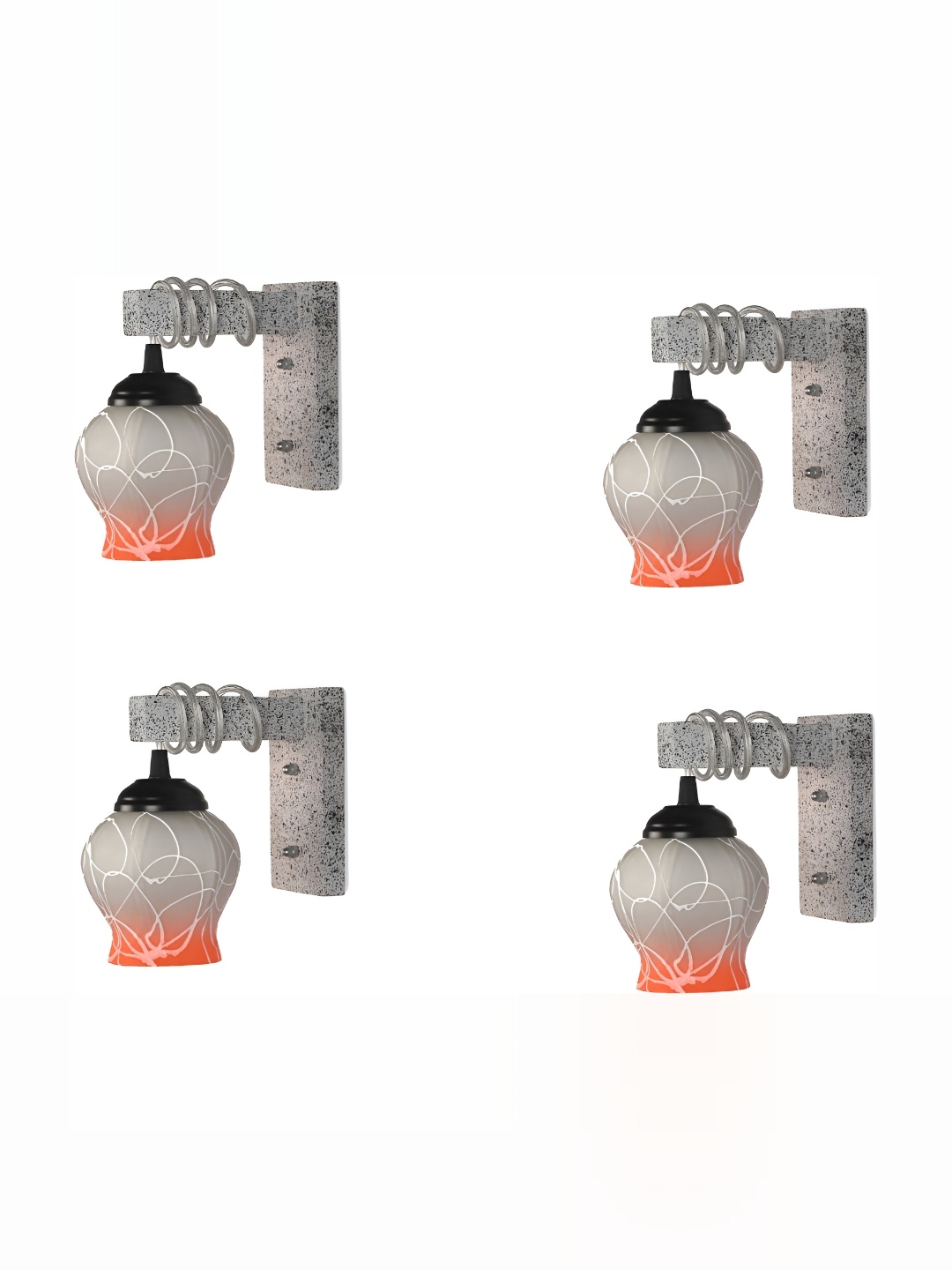 

1ST TIME Orange & Grey Printed Glass Traditional Wall Lamp