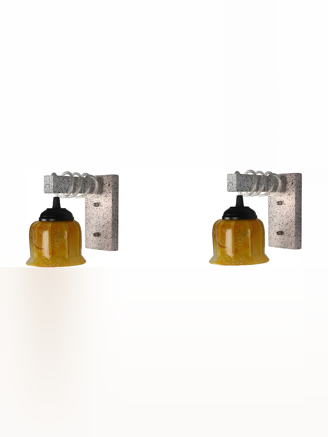 

1ST TIME Yellow Printed Glass Traditional Cylinder Shaped Wall Lamp