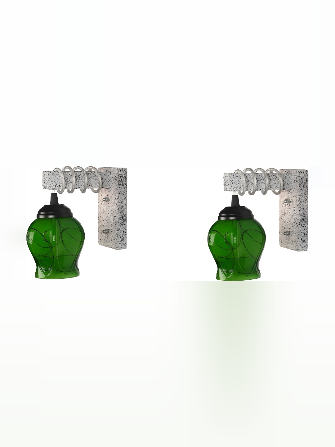 

1ST TIME Green & White Printed Glass Traditional Wall Lamp