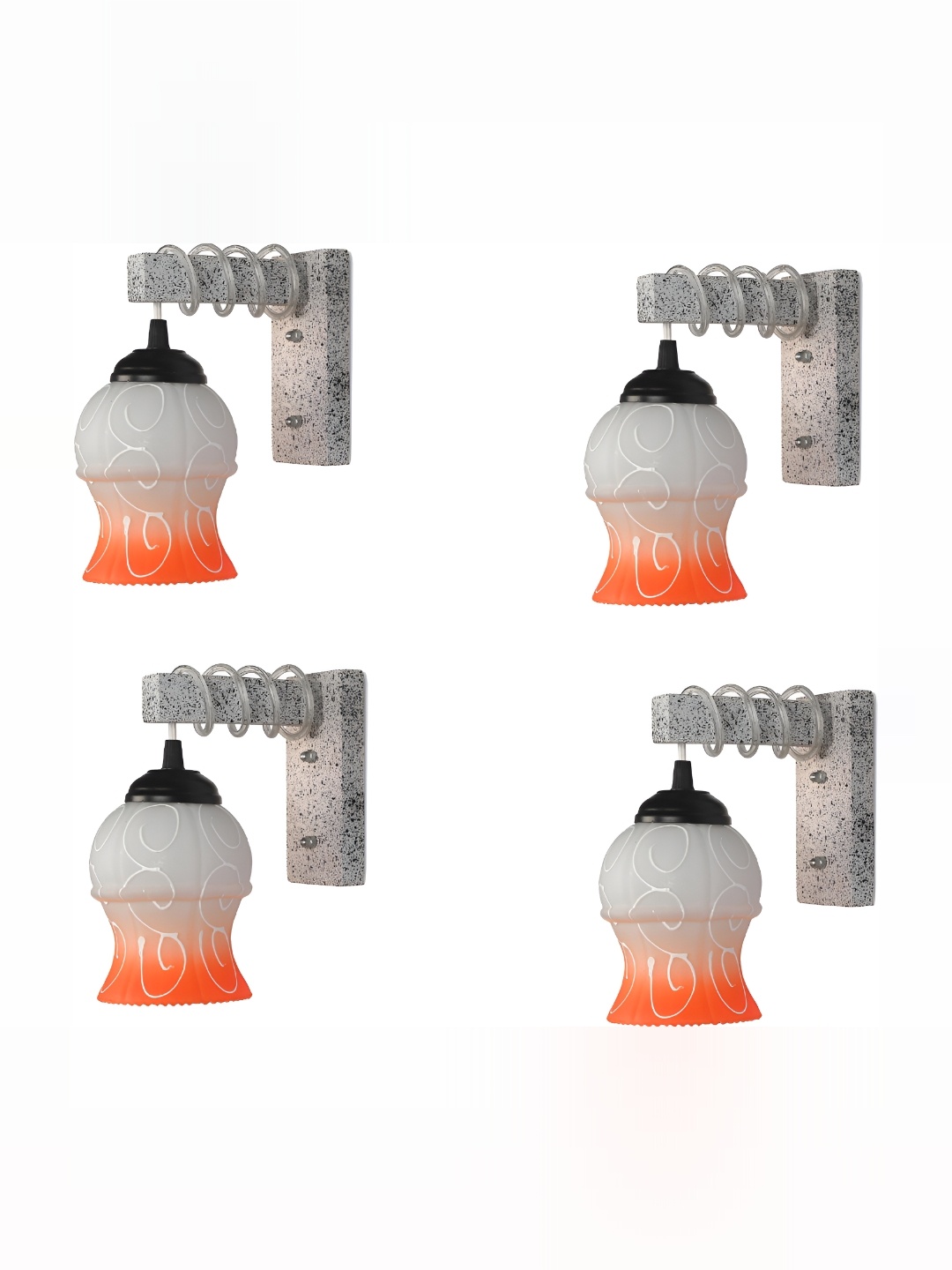 

1ST TIME Orange & White Printed Glass Contemporary Wall Lamp