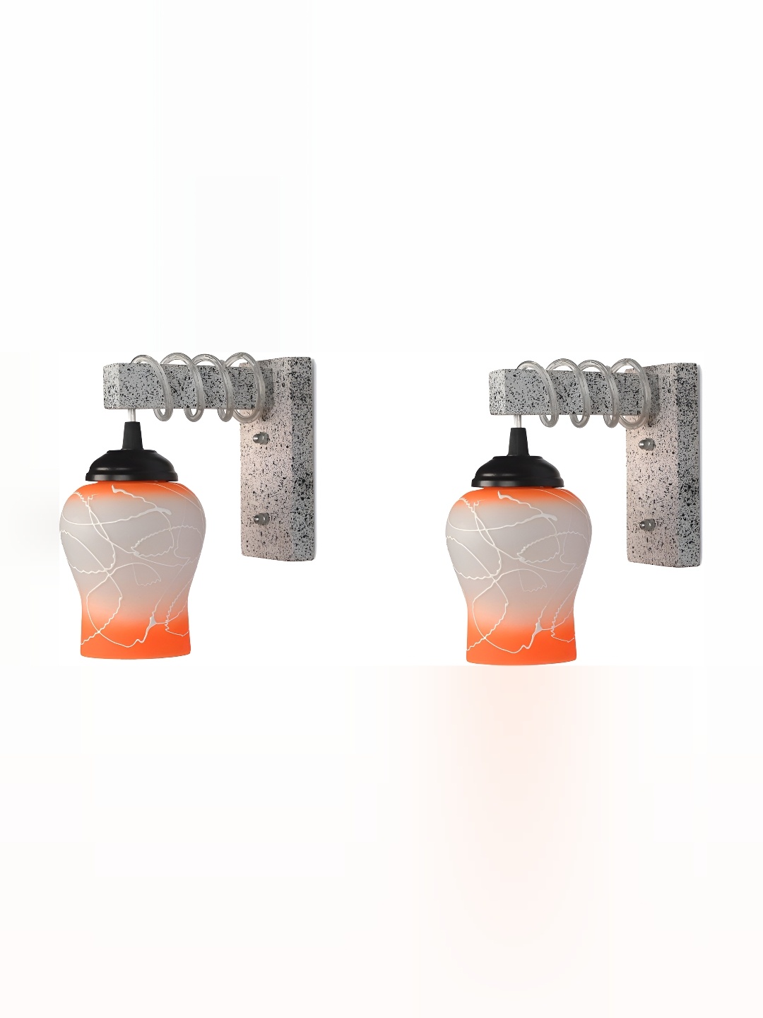 

1ST TIME Orange & Grey Printed Glass Traditional Wall Lamp