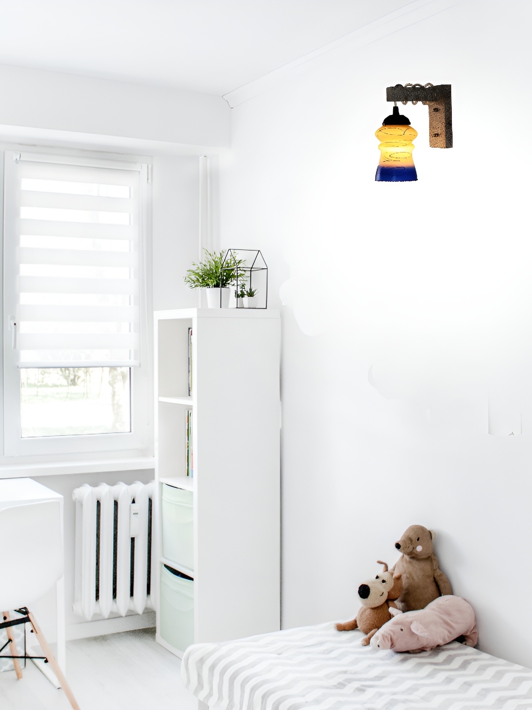 

1ST TIME Blue & Off White Textured Glass Traditional Wall Lamp