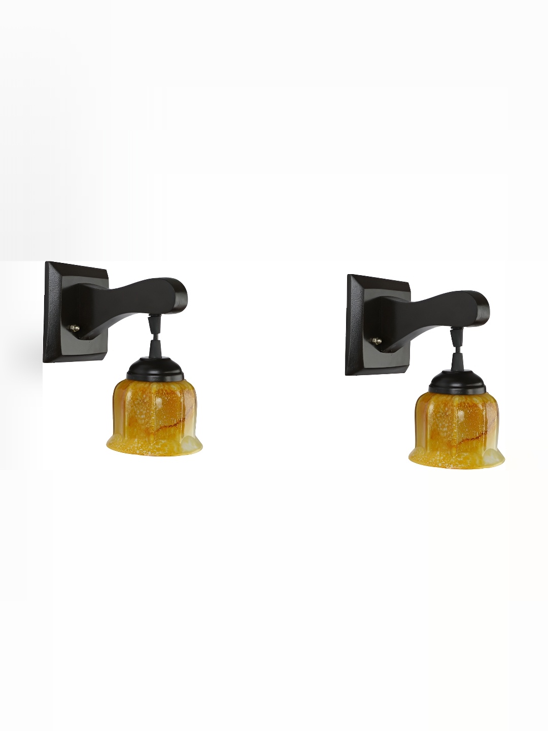 

1ST TIME Yellow & White Printed Glass Traditional Cylinder Shaped Wall Lamp