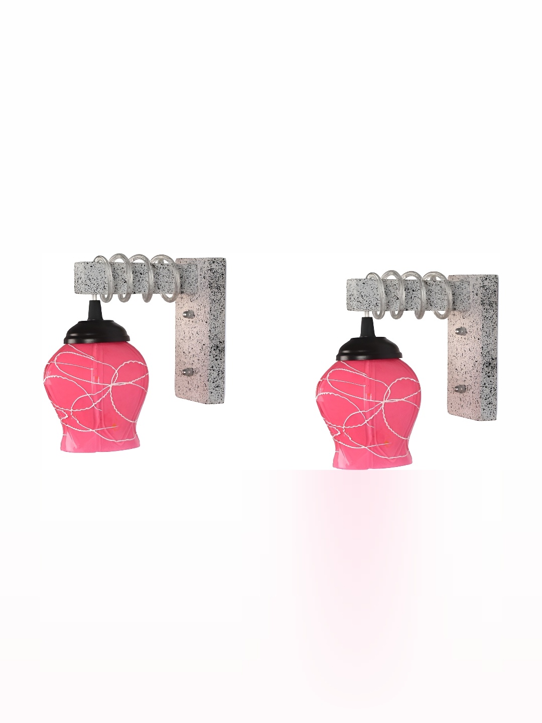

1ST TIME Pink & Black Printed Glass Traditional Wall Lamp