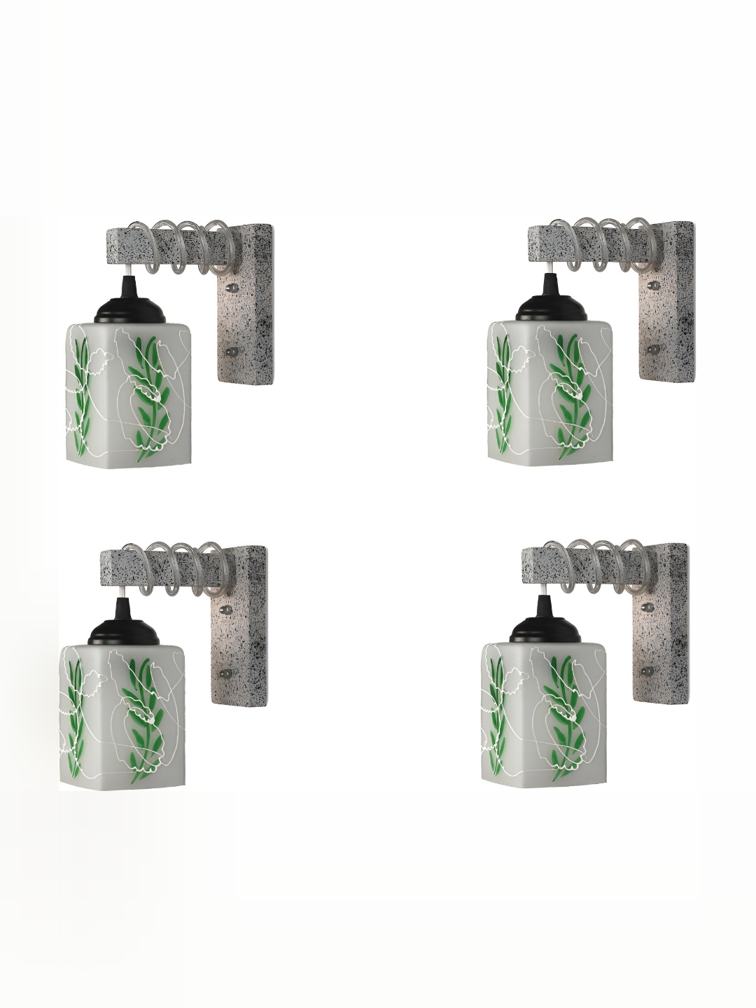 

1ST TIME Green & White Printed Glass Traditional Rectangle Shaped Wall Lamp