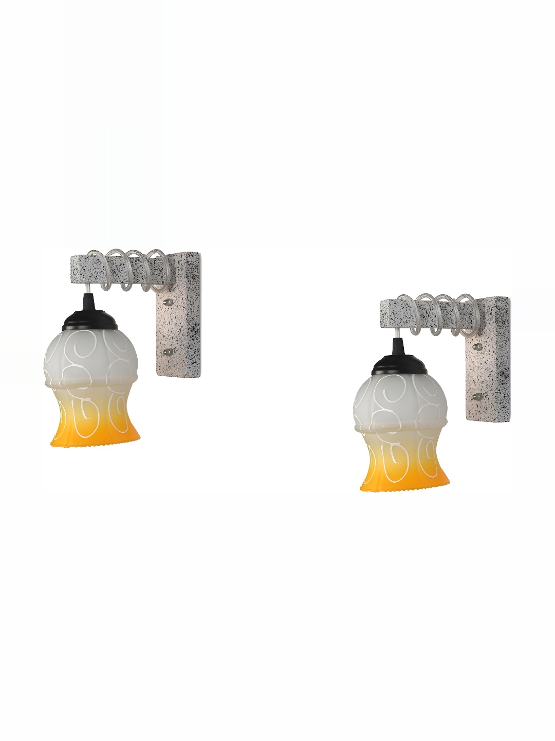 

1ST TIME Yellow & White Printed Glass Traditional Wall Lamp