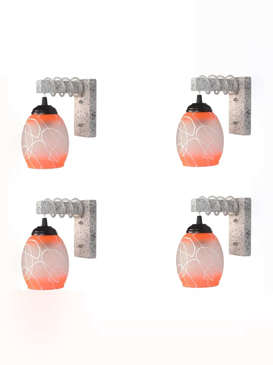 

1ST TIME Grey & Orange Printed Glass Traditional Cylinder Shaped Wall Lamp
