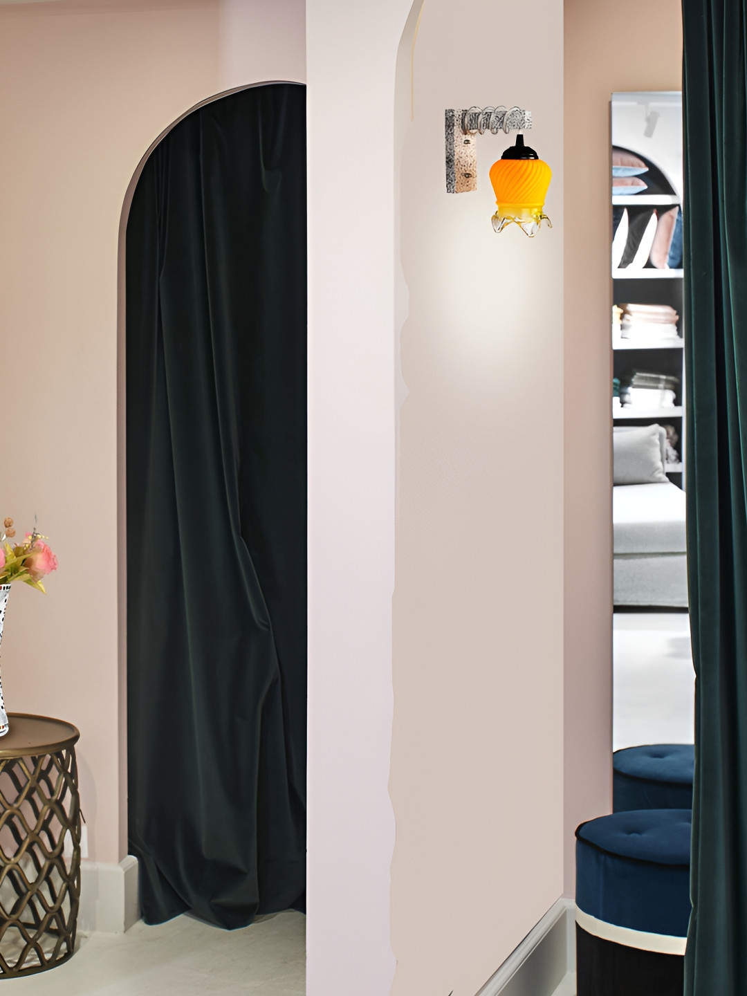 

1ST TIME Yellow & White Textured Glass Traditional Wall Lamp