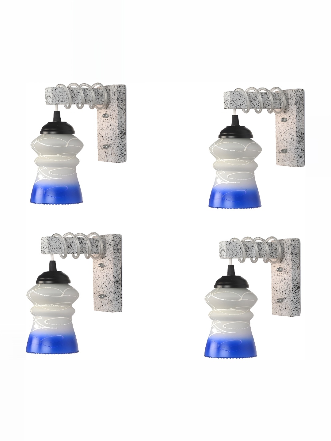 

1ST TIME Blue & White Printed Glass Traditional Wall Lamp