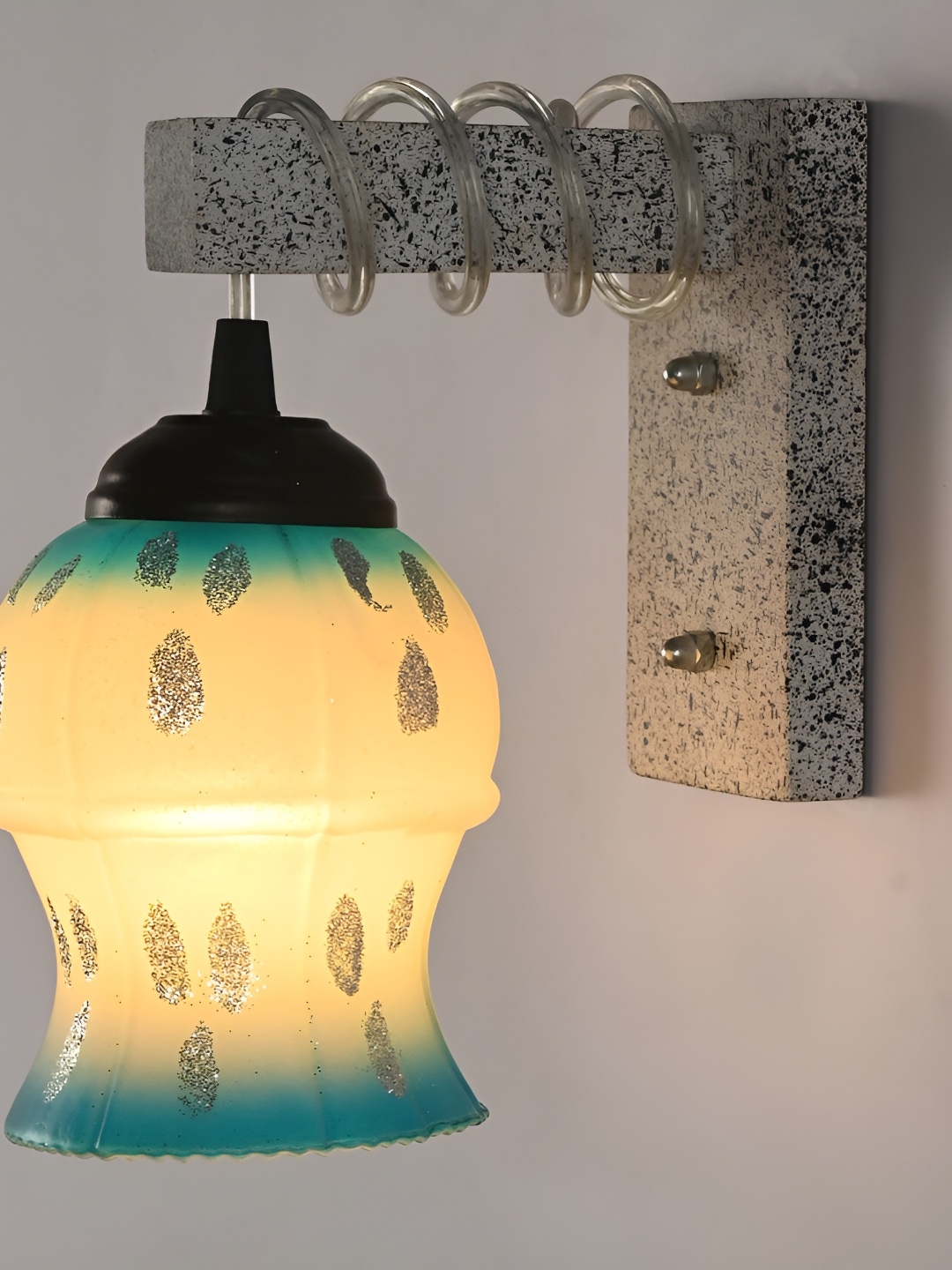 

1ST TIME Blue & White Printed Glass Contemporary Wall Lamp