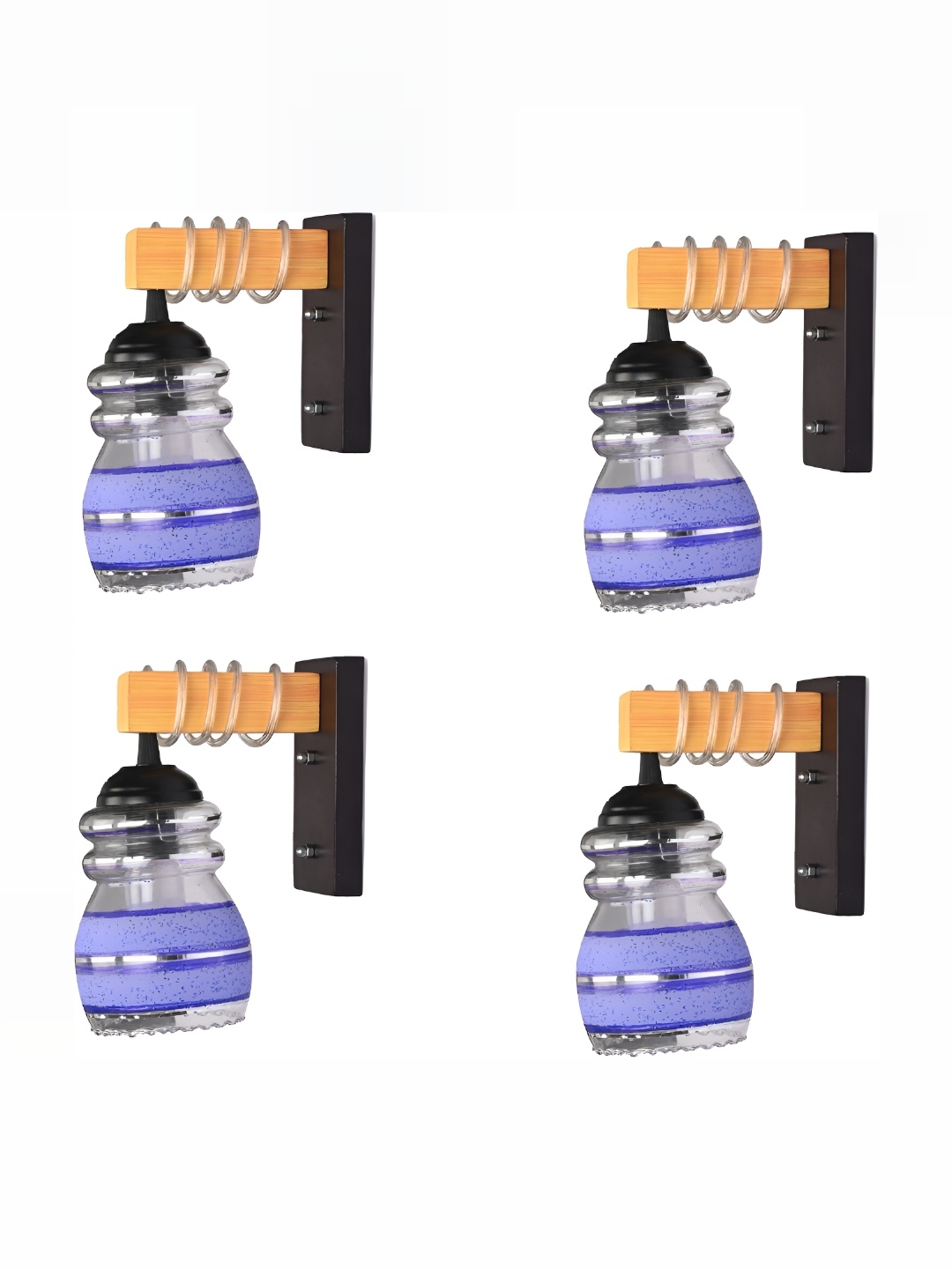 

1ST TIME Blue Printed Glass Traditional Cylinder Shaped Wall Lamp