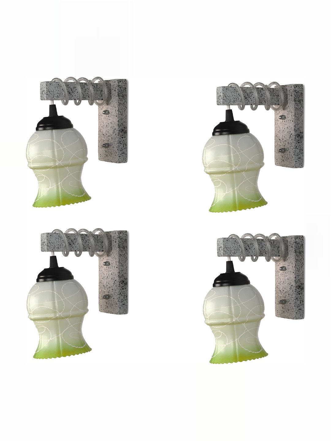 

1ST TIME Grey & Green Printed Glass Traditional Wall Lamp
