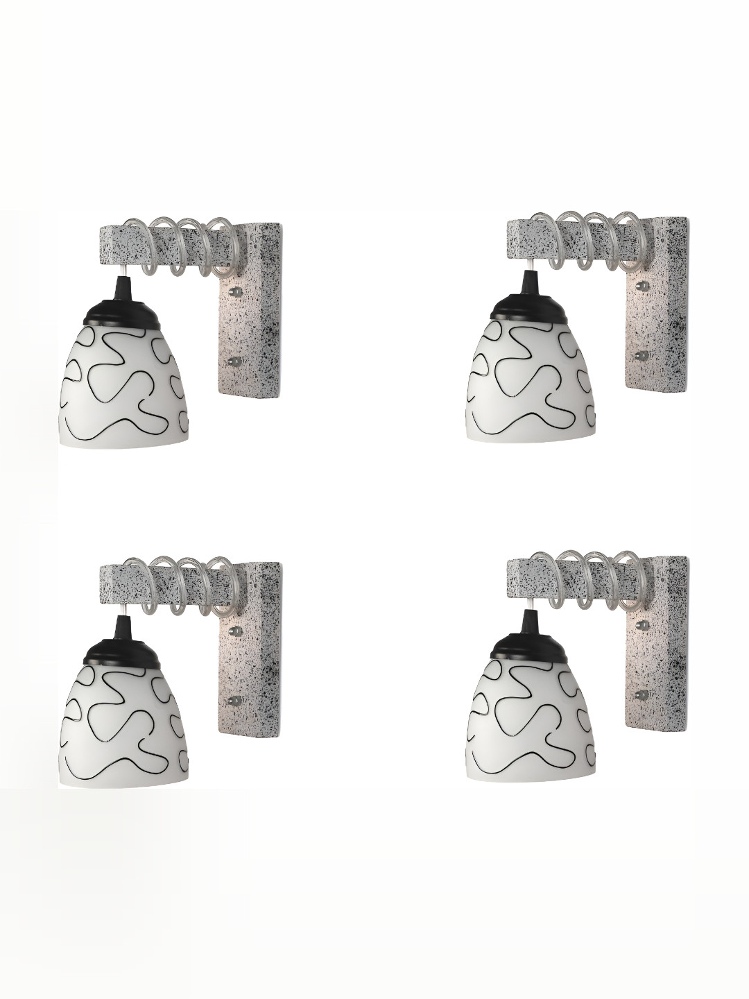 

1ST TIME Black & White Printed Glass Traditional Wall Lamp