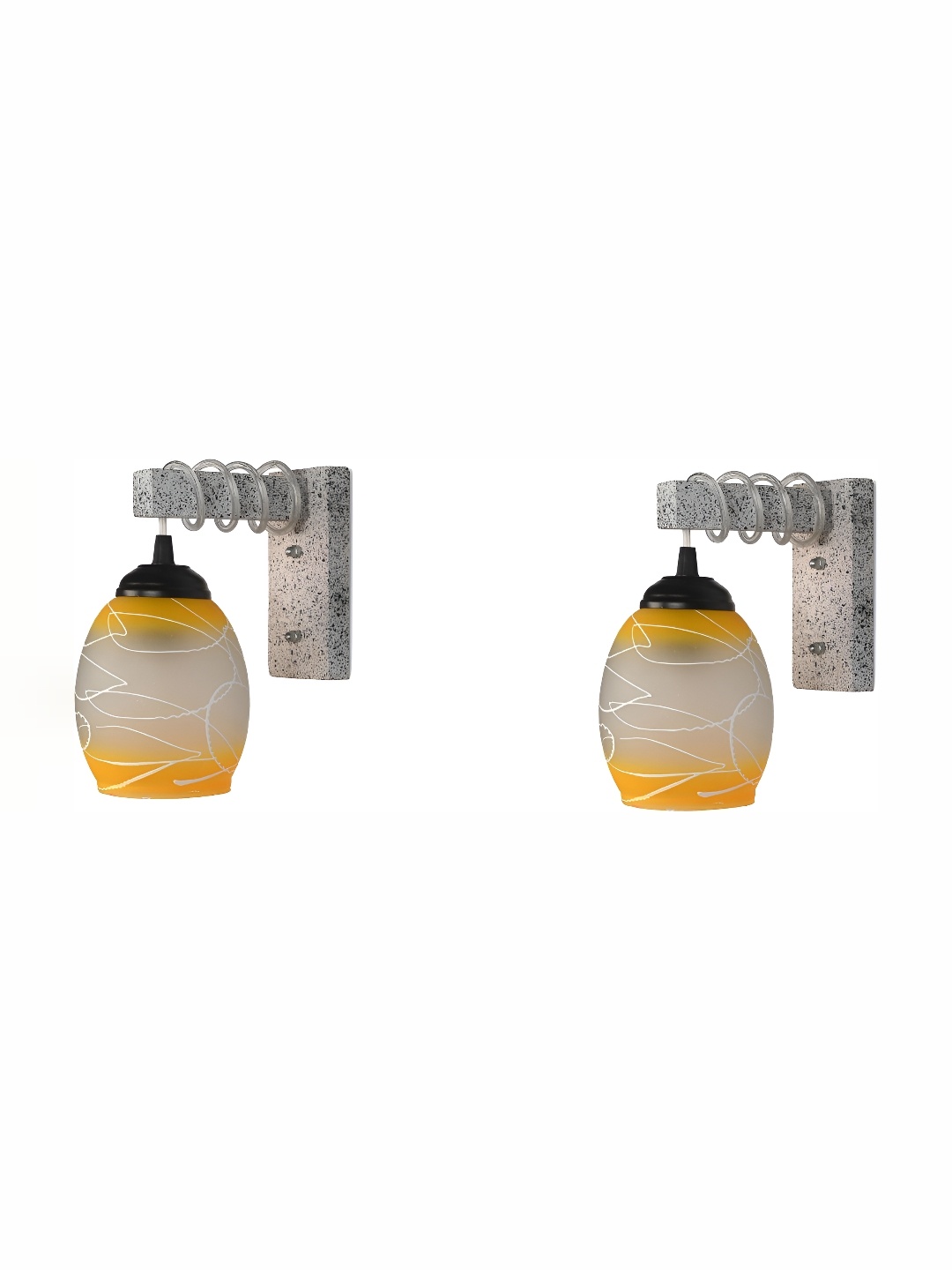 

1ST TIME Yellow & White Printed Glass Traditional Wall Lamp