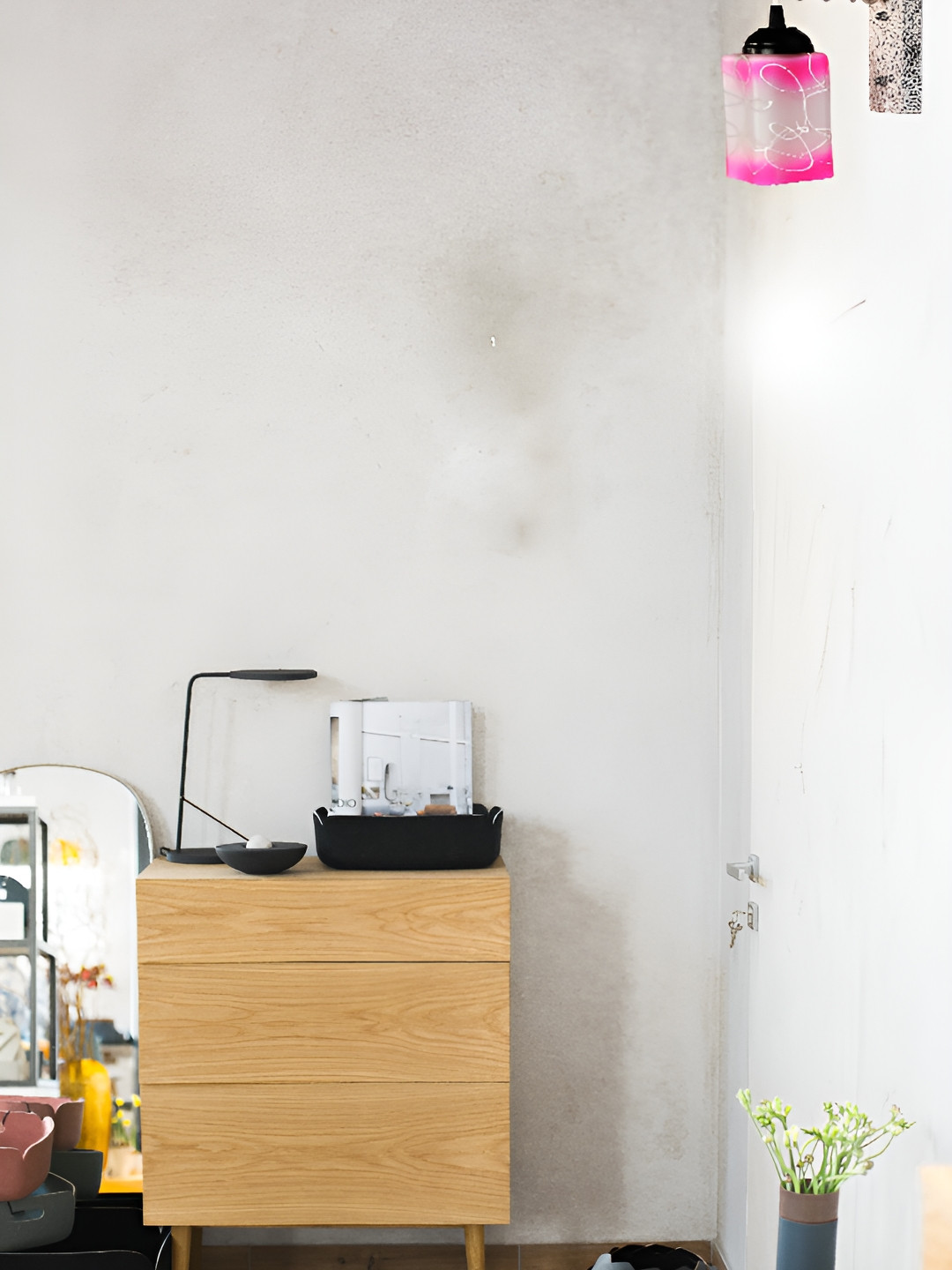 

1ST TIME Pink & Grey Printed Glass Contemporary Rectangle Shaped Wall Lamp