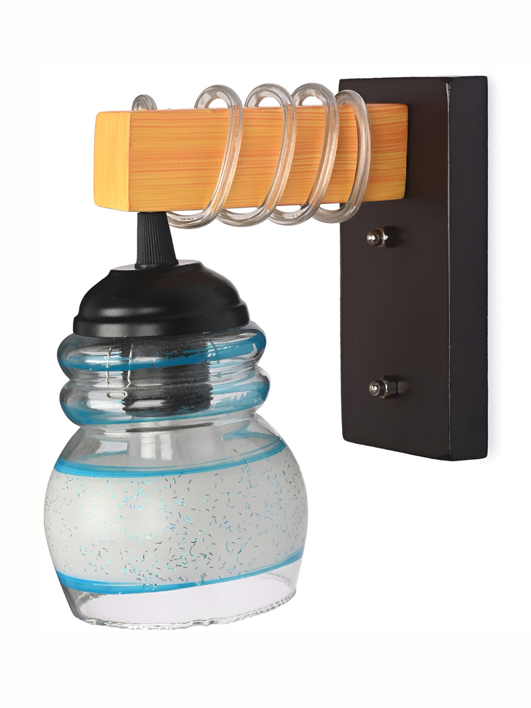 

1ST TIME Transparent & Blue Printed Glass Traditional Wall Lamp