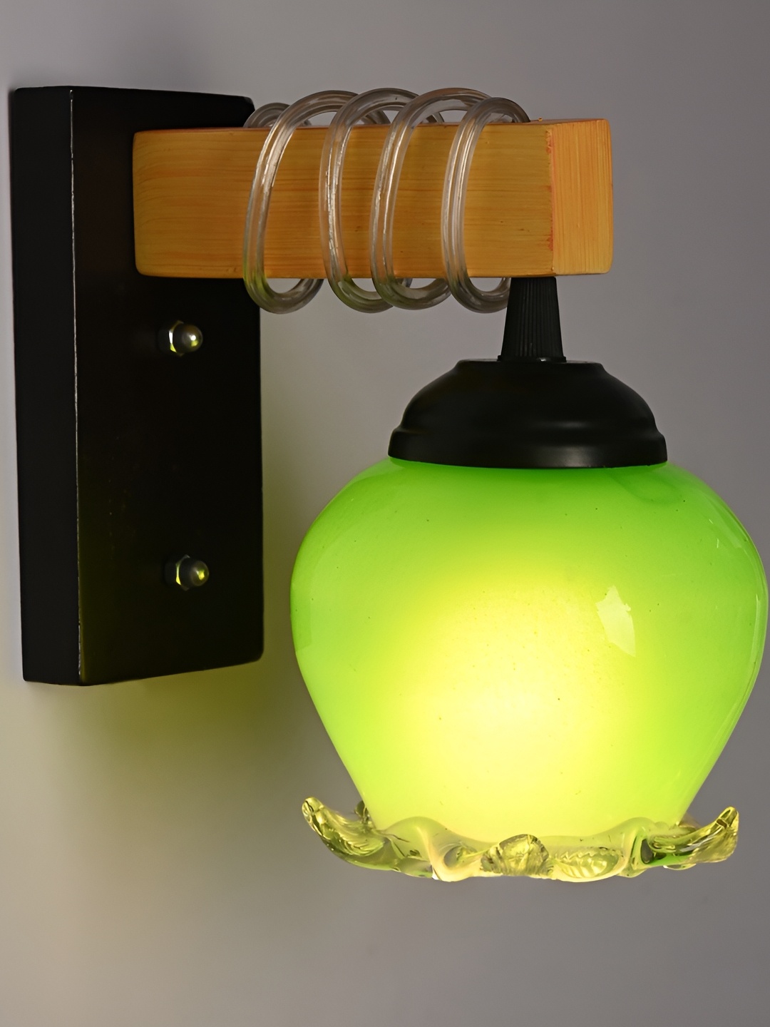 

1ST TIME Green & Black Glass Traditional Wall Lamp