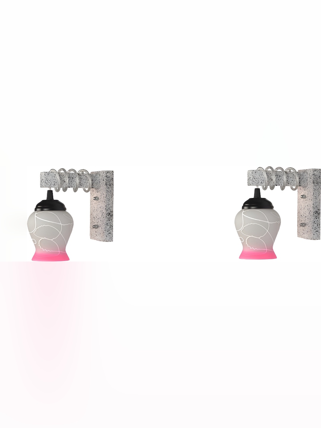 

1ST TIME Pink & White Printed Glass Traditional Wall Lamp