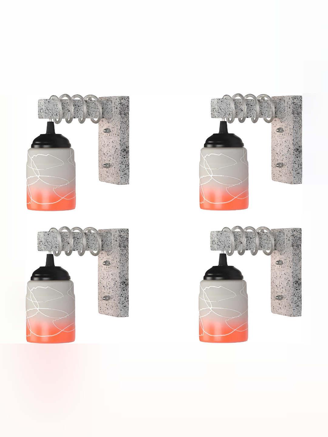 

1ST TIME Orange & Grey Printed Glass Traditional Cylinder Shaped Wall Lamp