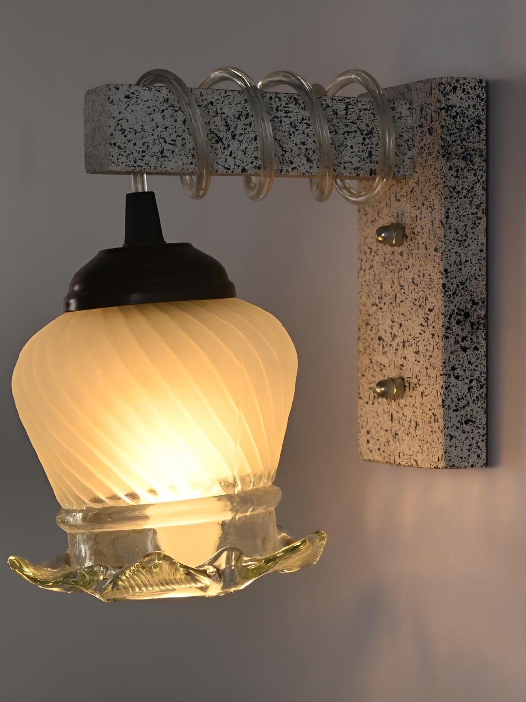 

1ST TIME Transparent & Black Textured Glass Traditional Wall Lamp