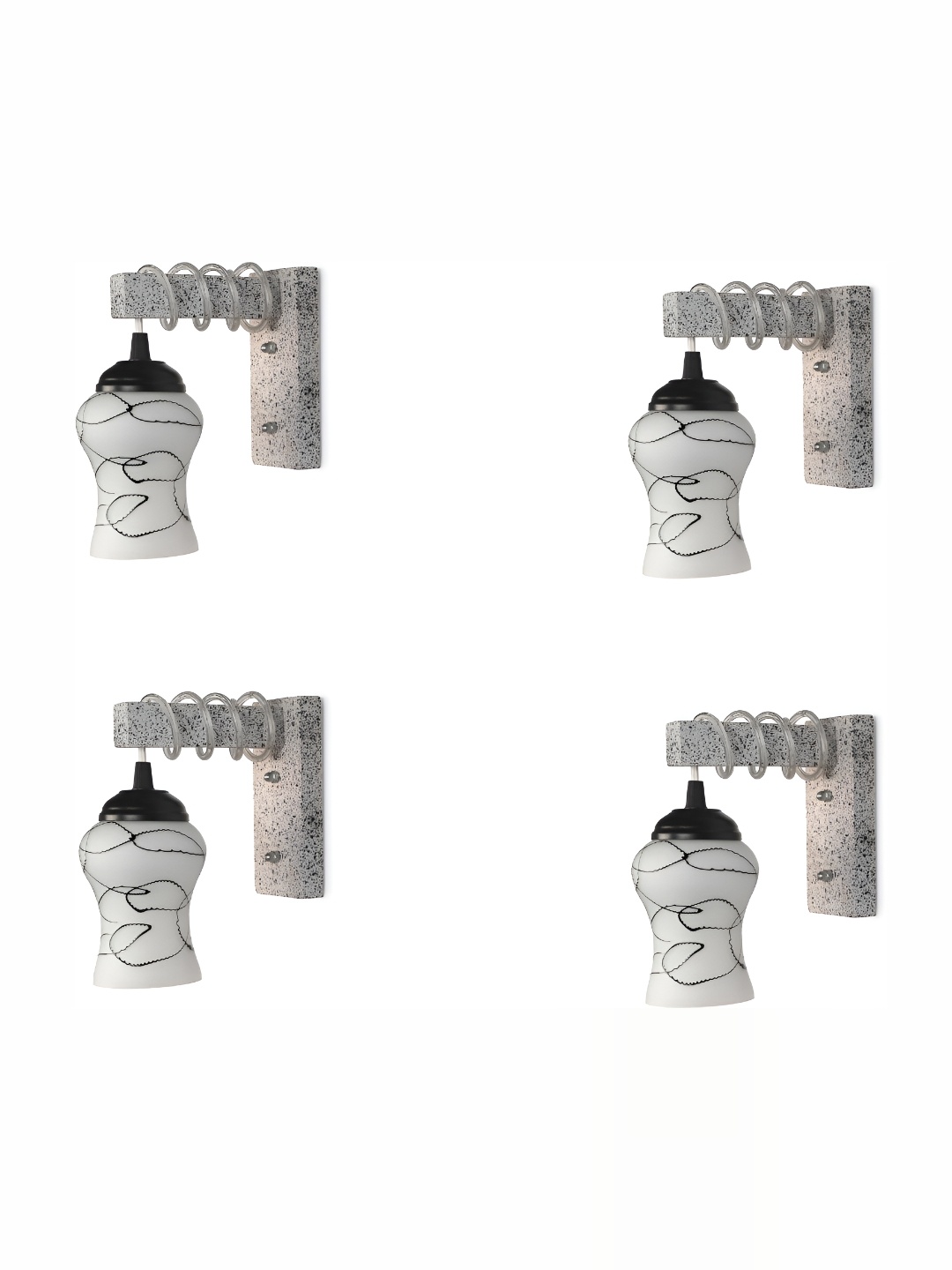 

1ST TIME Grey & Black Printed Glass Traditional Wall Lamp