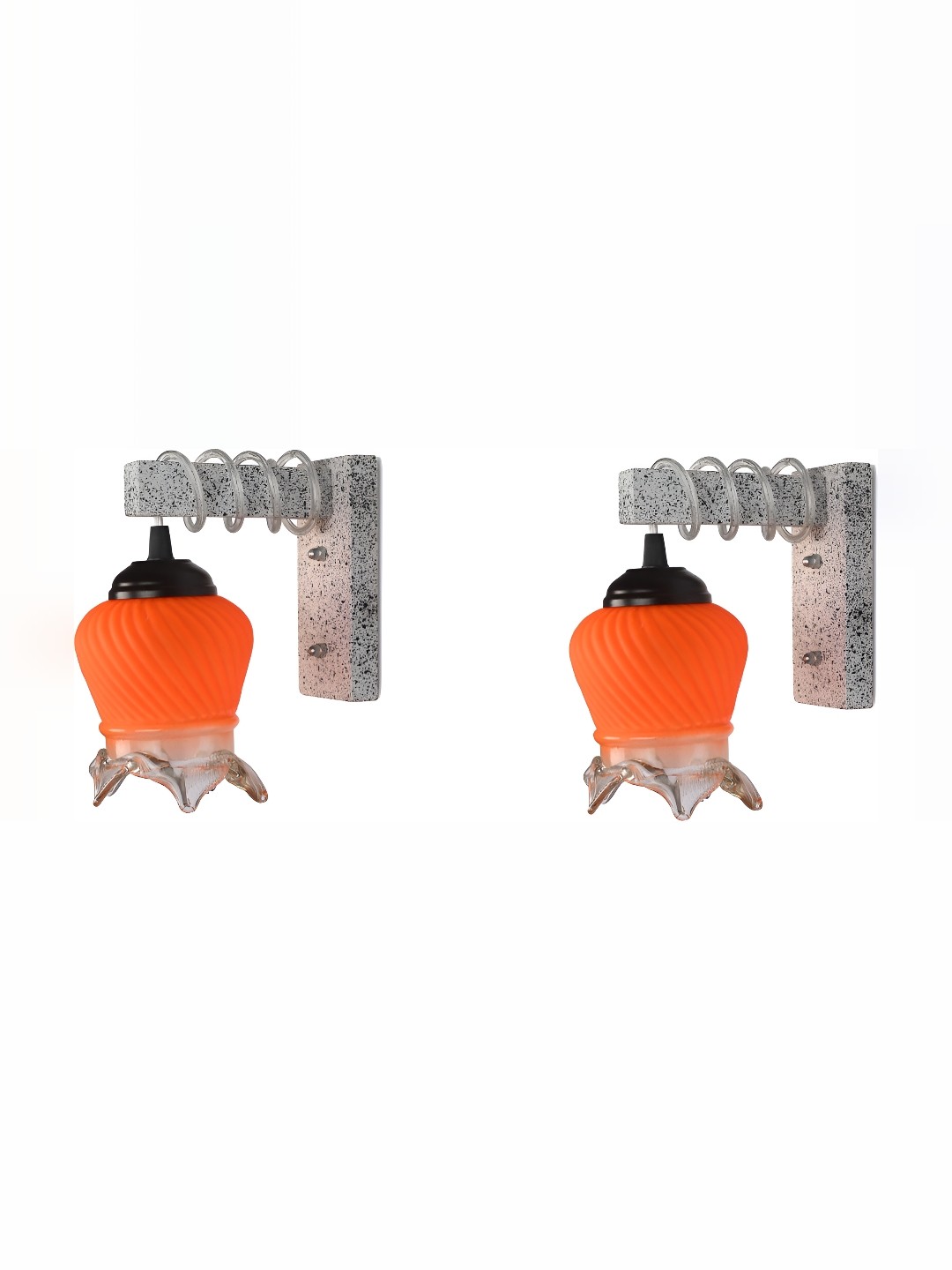 

1ST TIME Orange & Black Textured Glass Traditional Wall Lamp