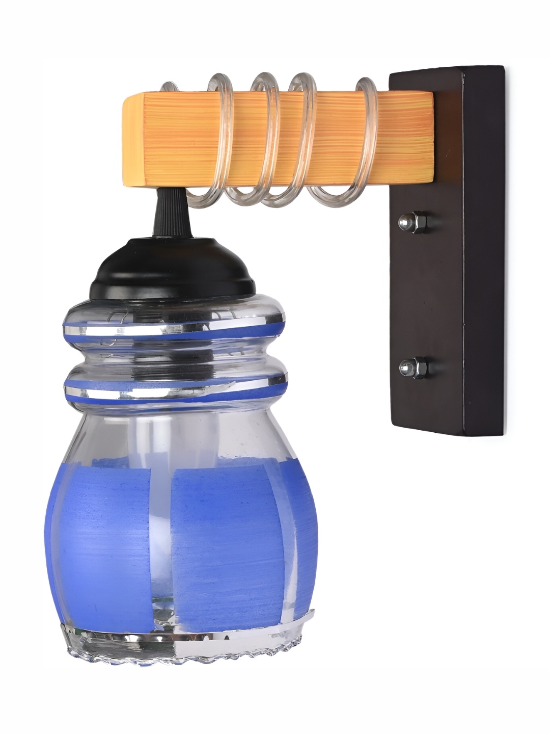 

1ST TIME Blue & Transparent Printed Glass Traditional Wall Lamp