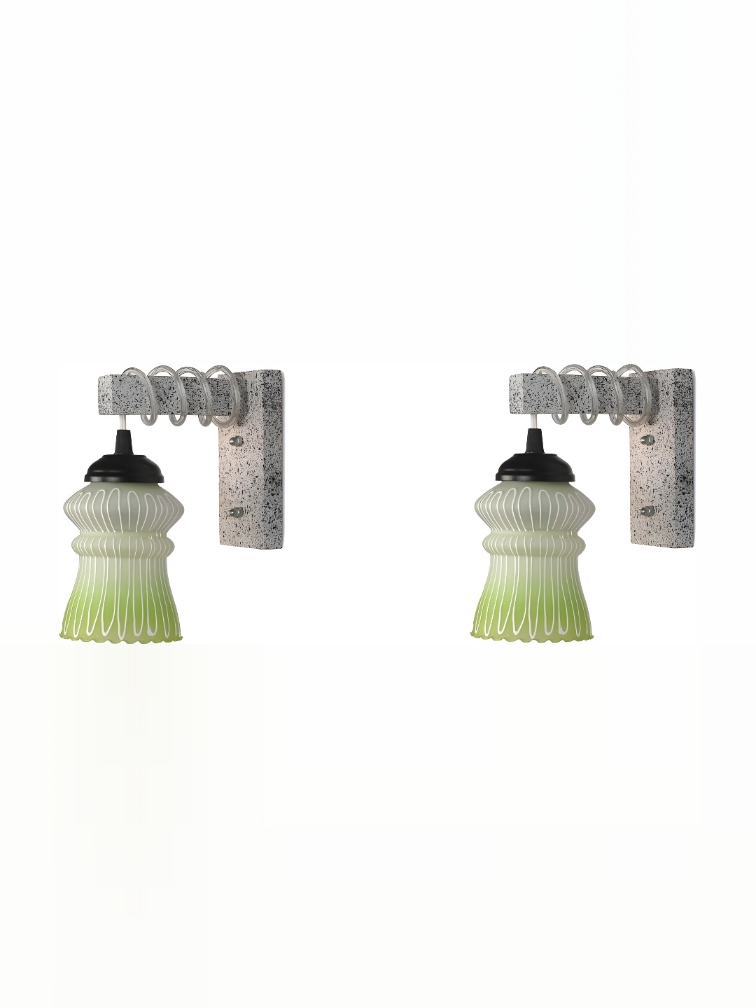 

1ST TIME Green & White Printed Glass Traditional Wall Lamp