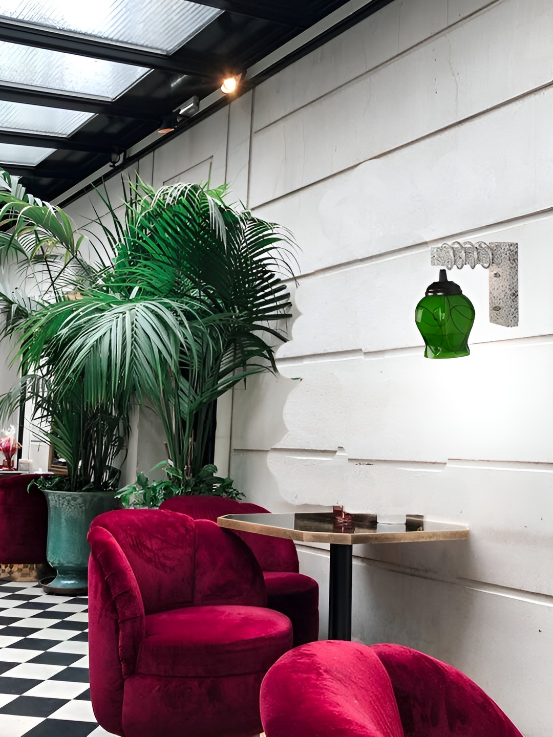 

1ST TIME Green & Black Printed Glass Traditional Wall Lamp