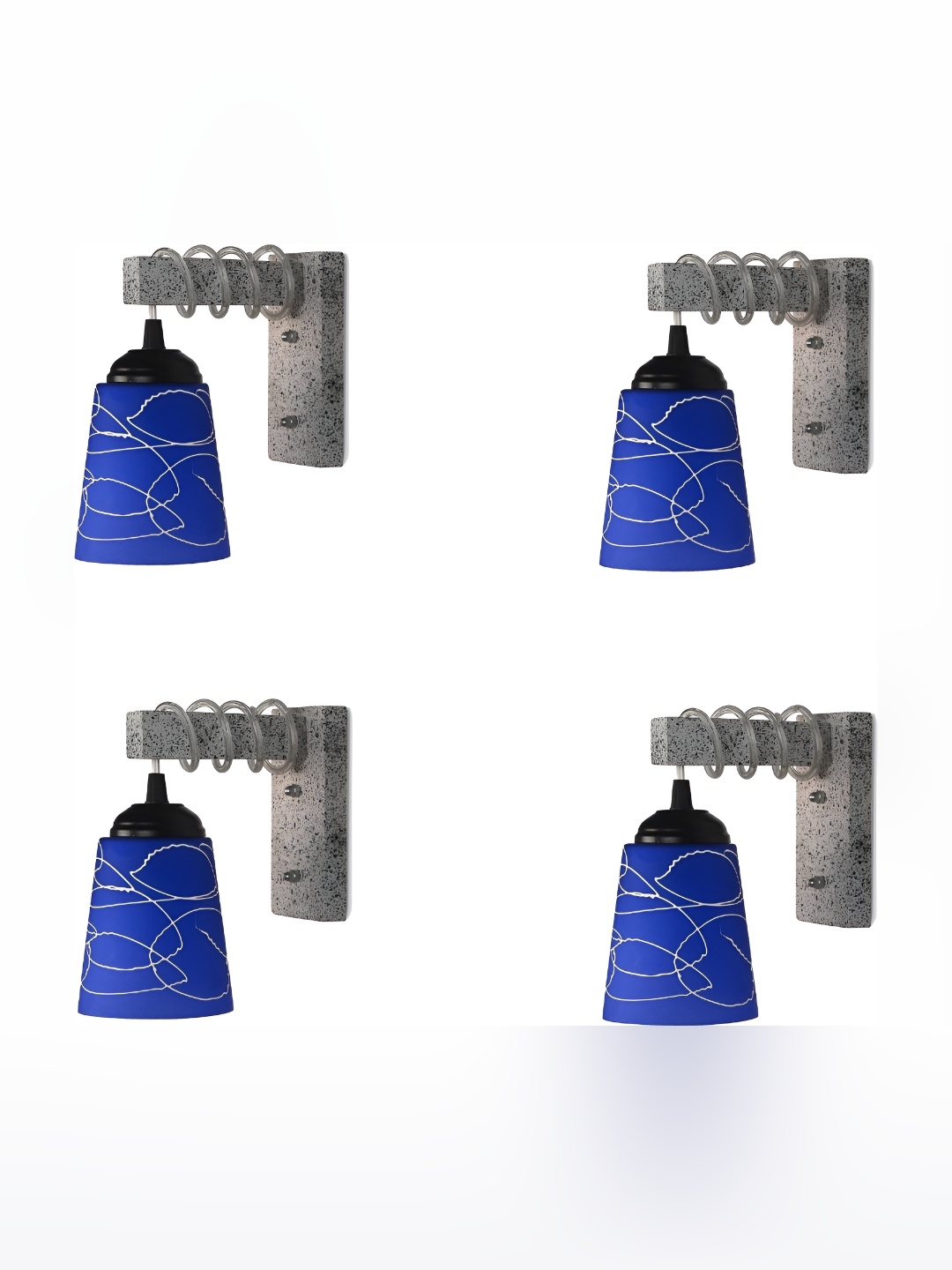 

1ST TIME Blue & White Printed Glass Traditional Cylinder Shaped Wall Lamp