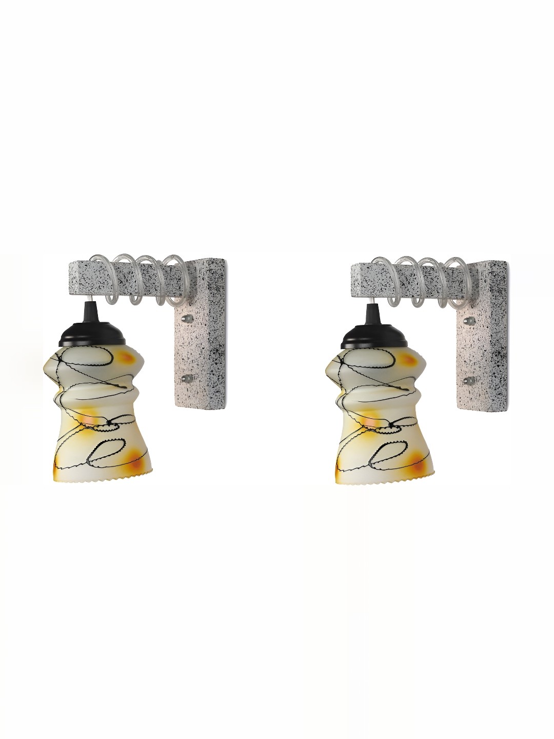 

1ST TIME White & Yellow Printed Glass Traditional Wall Lamp