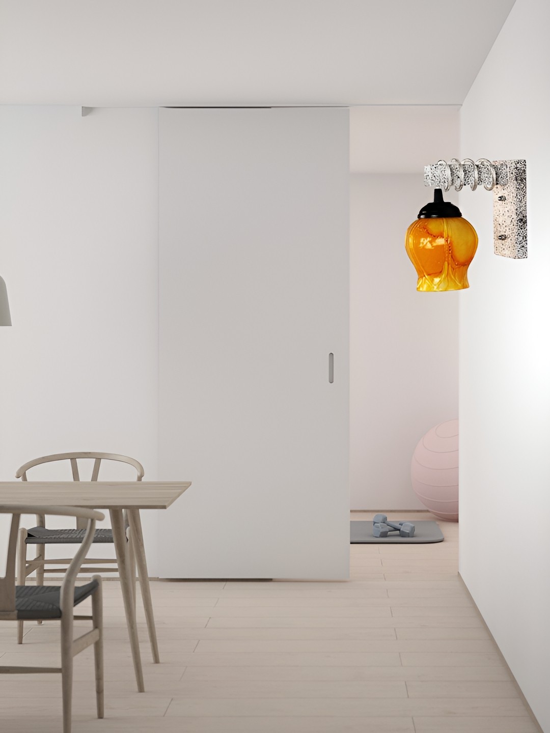 

1ST TIME Yellow & White Printed Glass Traditional Wall Lamp