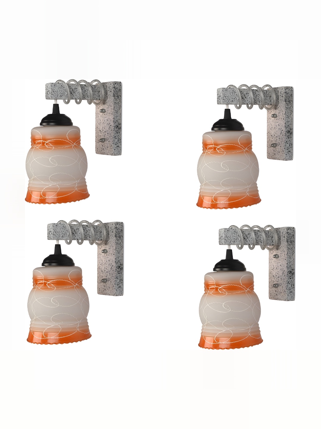 

1ST TIME Orange & White Printed Glass Traditional Wall Lamp