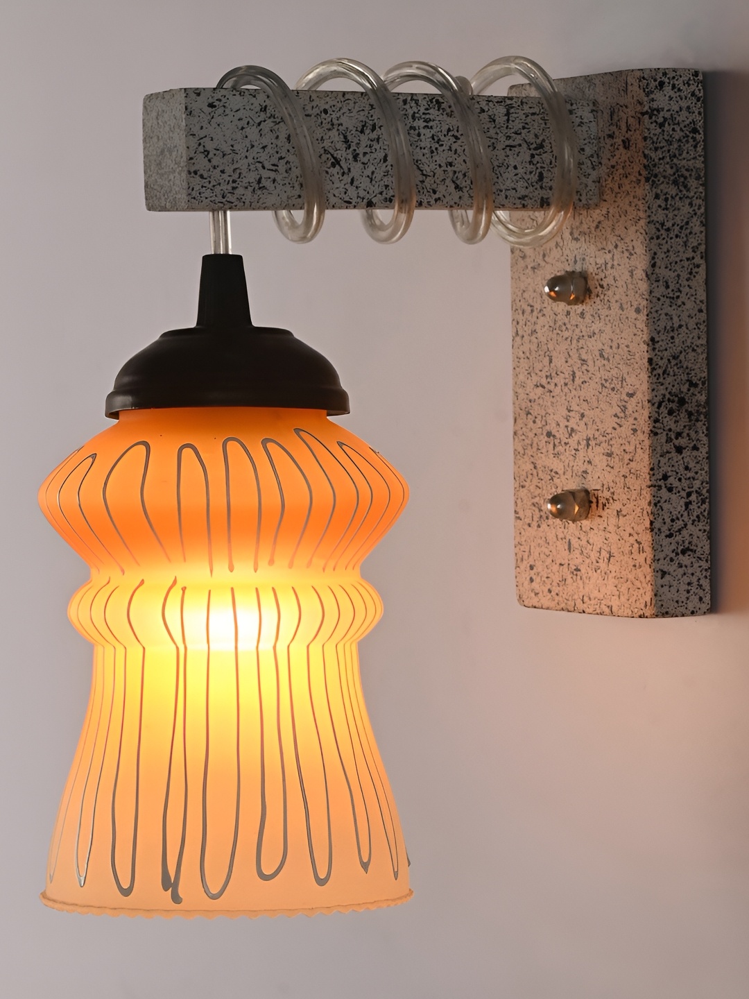 

1ST TIME Orange & Black Textured Glass Traditional Wall Lamp