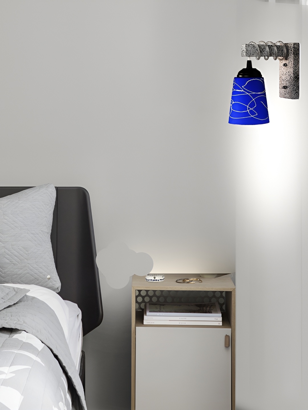 

1ST TIME Blue & Black Printed Glass Traditional Wall Lamp