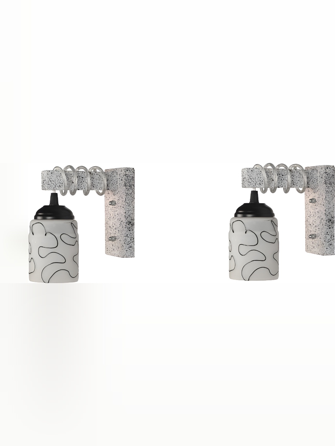 

1ST TIME Grey & Black Printed Glass Traditional Cylinder Shaped Wall Lamp
