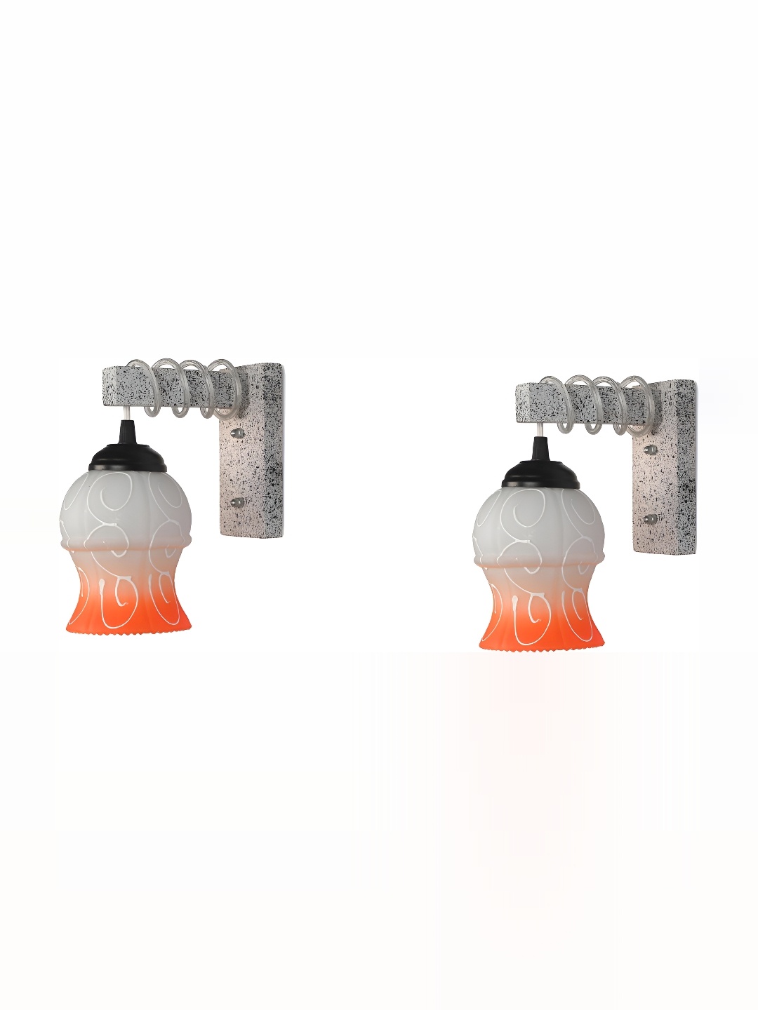 

1ST TIME White & Orange Printed Glass Contemporary Wall Lamp